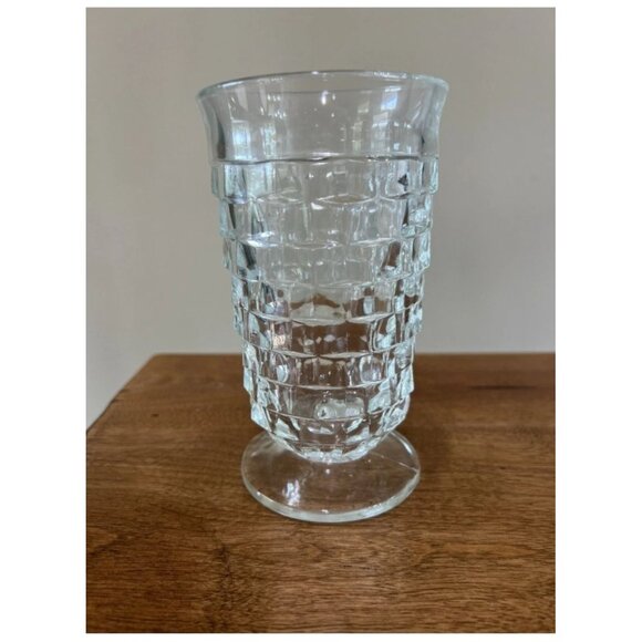 Vintage American Whitehall By Colony Cubist 6” Footed Tea Glass Flare Rim Clear - Picture 5 of 8